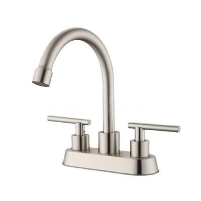 TLXT Brushed Stainless Steel Double Handle Basin Faucet