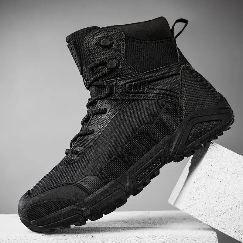 Breathable Desert Hiking Boots Mens High Top Outdoor Climbing Army Shoes Lightweight Tactical Combat Boots Anti-locking