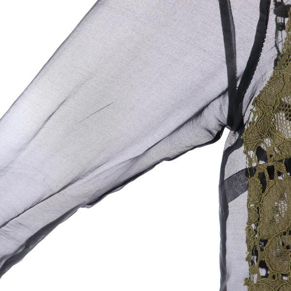 MSGM Italian Silk Long sleeve Sheer Lace one piece 40 Khaki x black Women Used