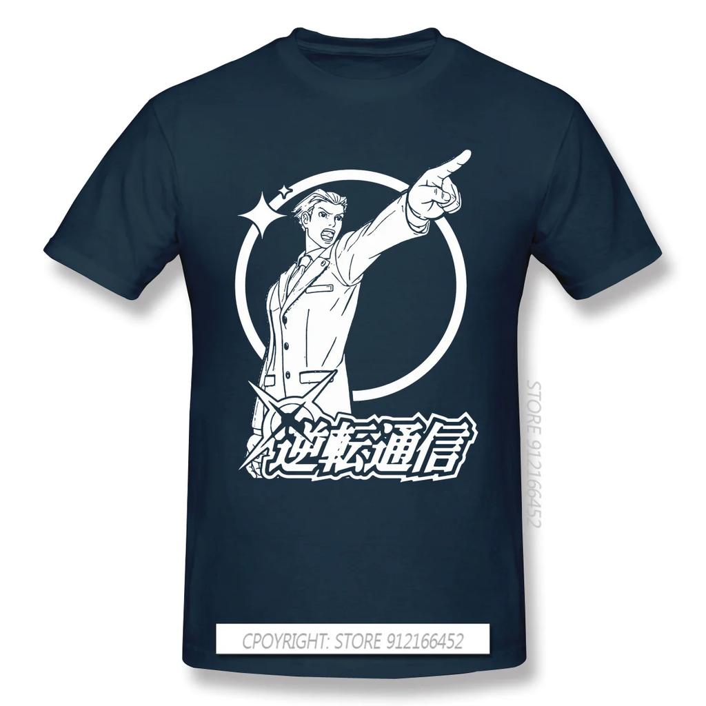 High Quality Men Clothes O-Neck 100% Cotton Cool  T-Shirts Phoenix Wright Ace Attorney Miles Fey Games Sleeve Short