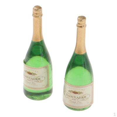 2pcs Dollhouse Miniatures 1:12 Scale Champagne Bottles Doll Kitchen Dinner Room Decorations