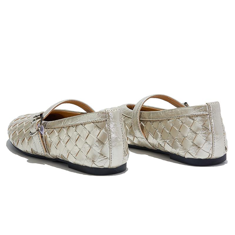 Fashion AIYUQI Mary Jane Shoes Women's Fall 2025 New Casual Fashion Ballet Shoes Girls Genuine Leather Woven Princess Shoes Women