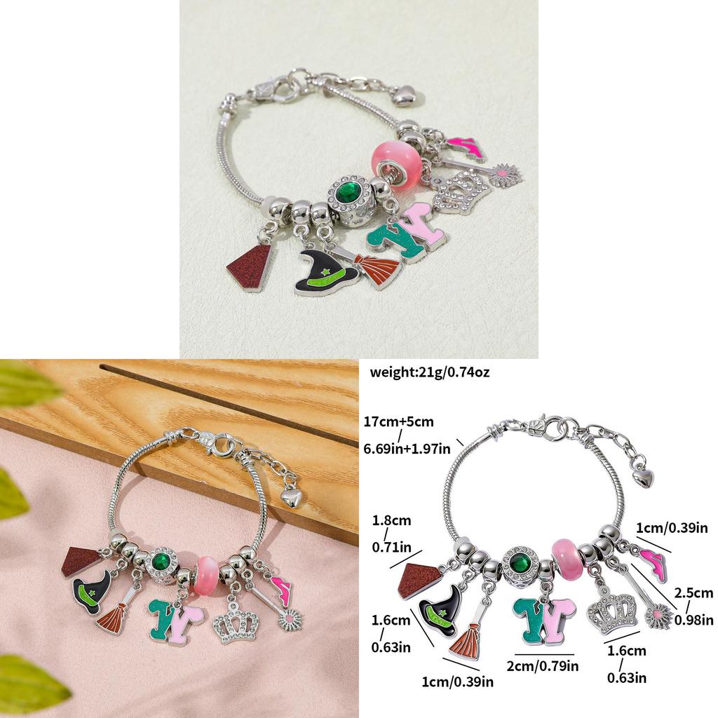 Diy Evil Witch Charm Bracelet With Zinc Alloy Pendant For Unisex Fashion Jewelry