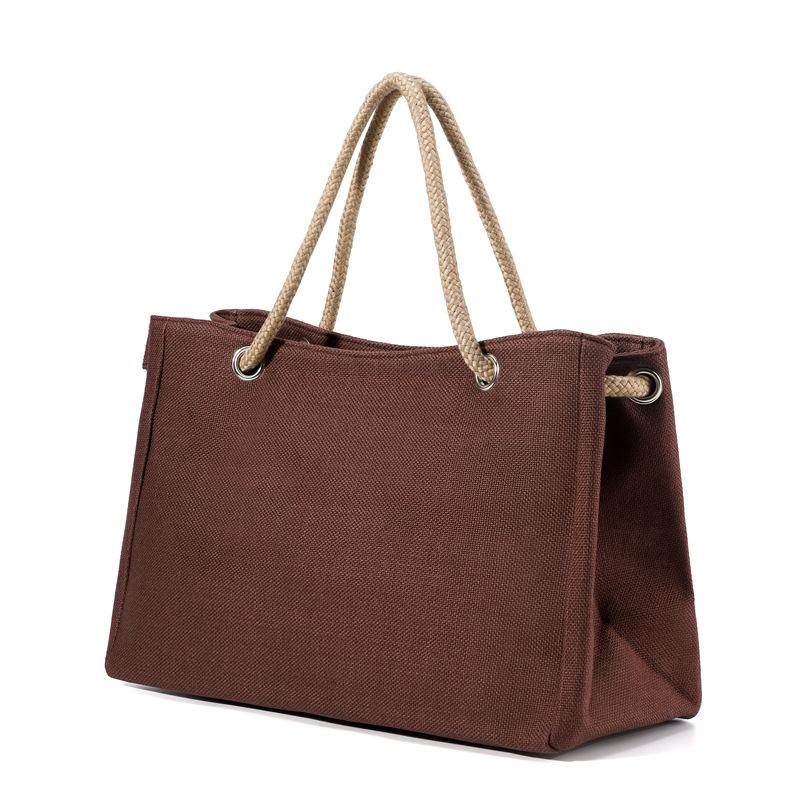 Hot-selling Women's Bags New Linen Shoulder Bags Large Capacity Solid Color Fashion Casual Portable Tote Bags