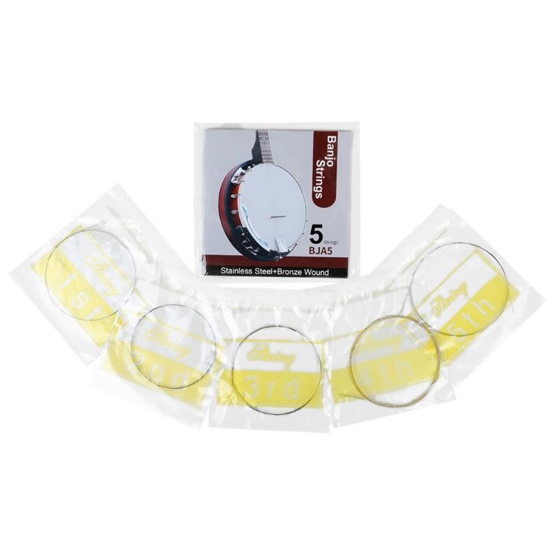 5-String Banjo Strings with Rustproof Coating Stainless Steel & Bronze Winding Banjo Strings For Practice & Performances