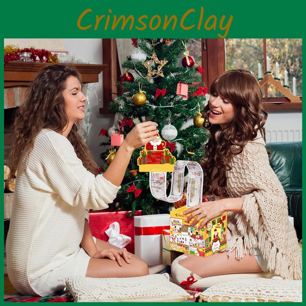 Christmas Yellow Themed Gift Box Santa Claus Print For Gift Holiday Decoration