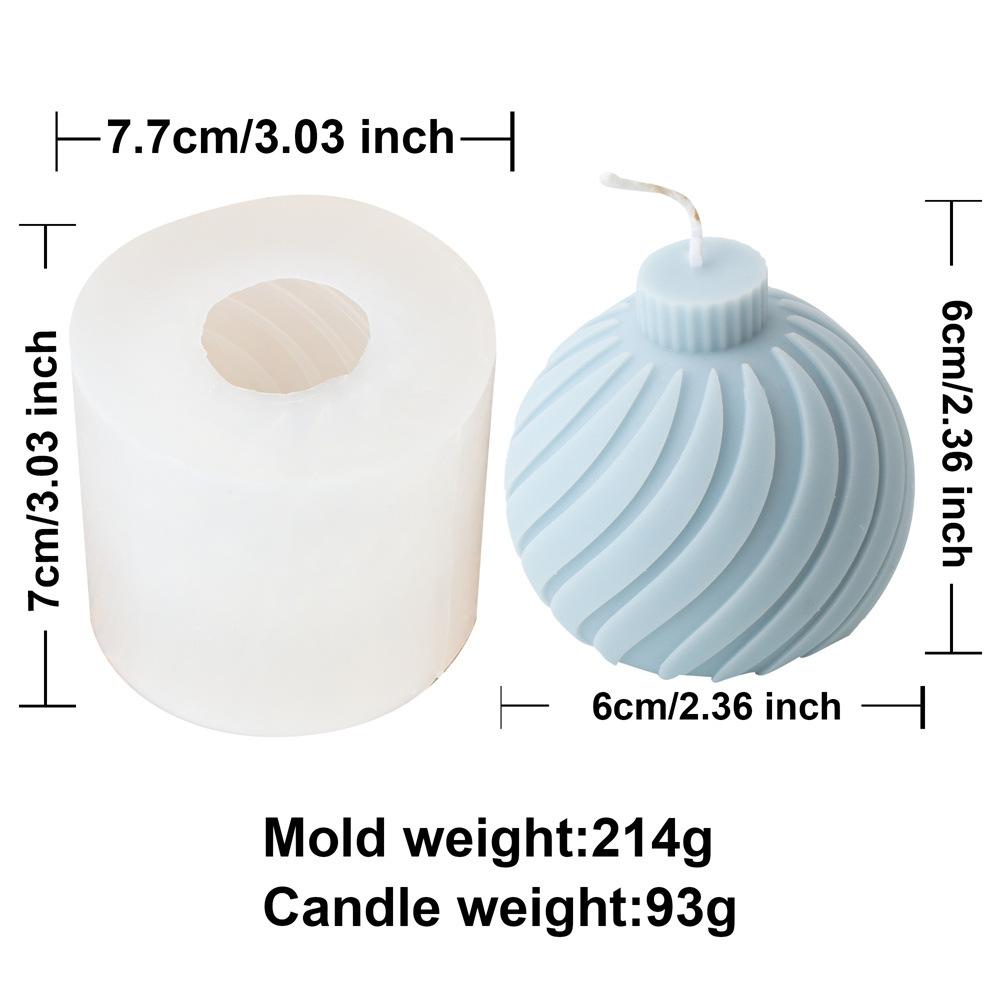 3D Relief Snowflake Ball Candle Silicone Molds Geometric Stripe Spherical Aromath Plaster Soap Resin Mold Christmas Decor Gifts