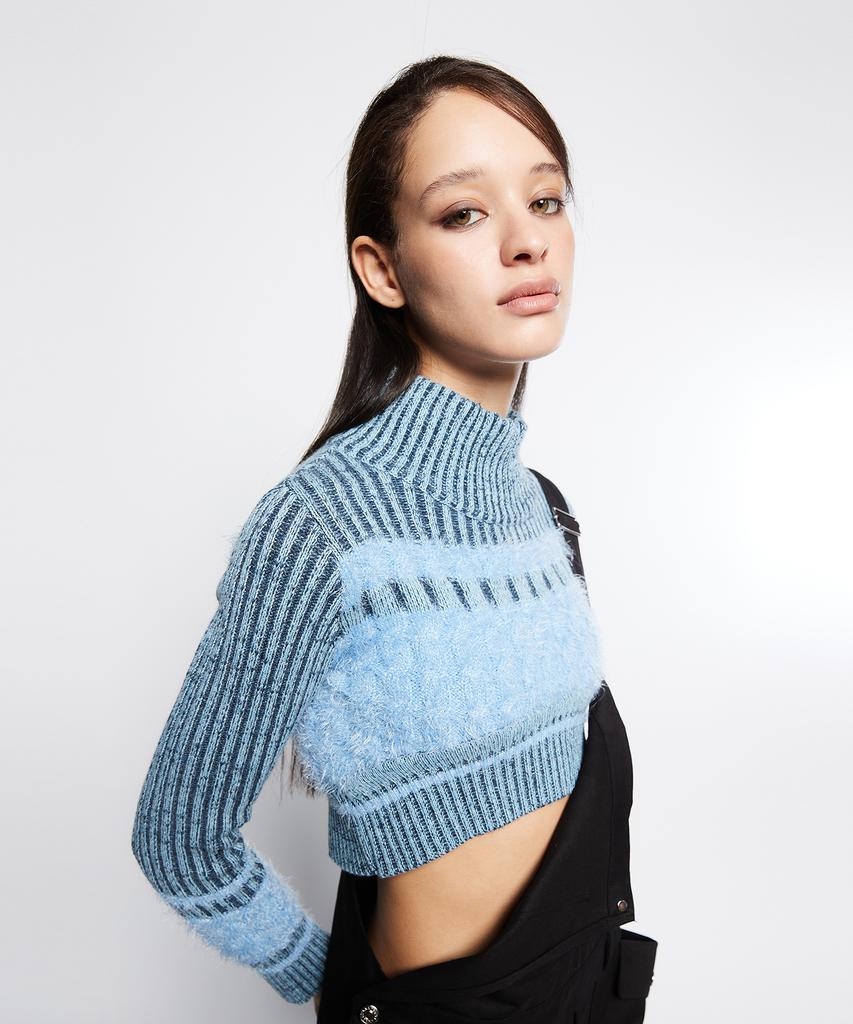LARTIGENT L7 Colorblock Knit Bolero(Navy)