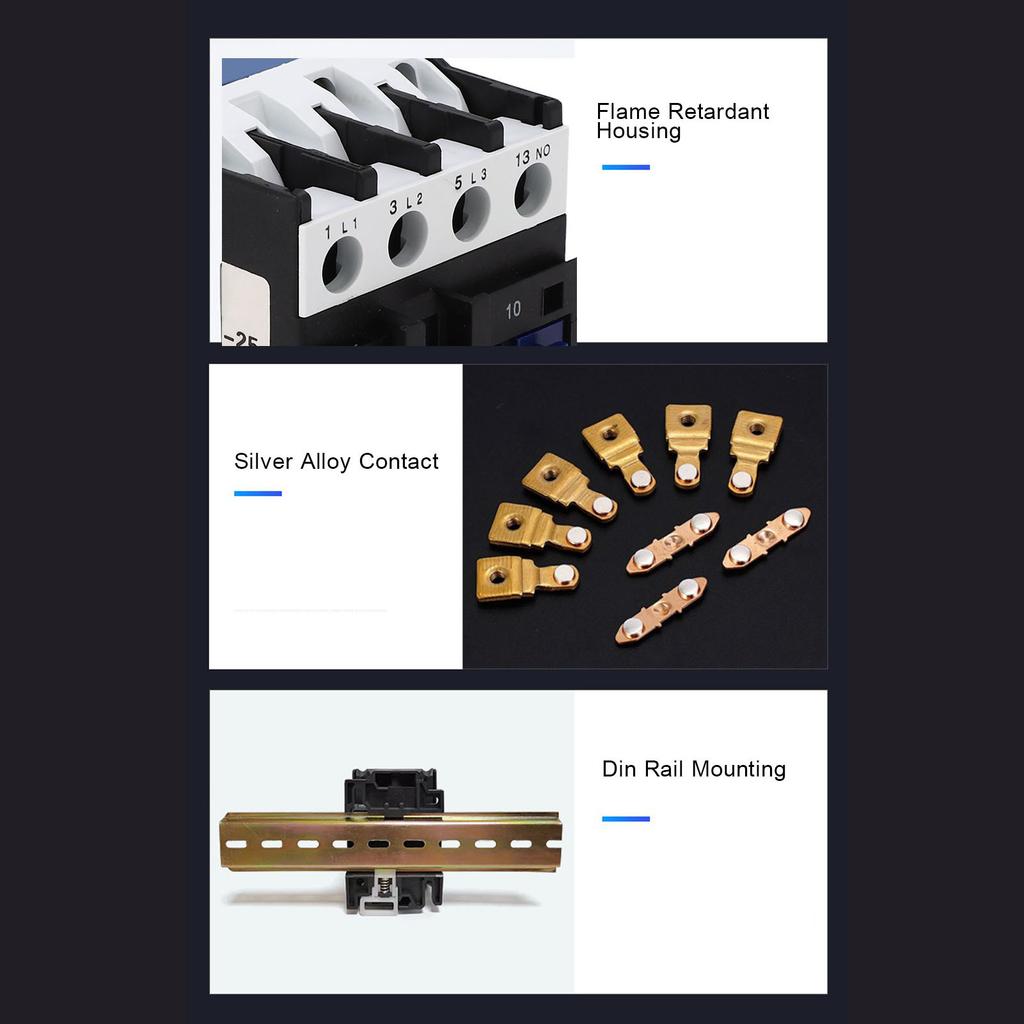 AC Contactor Copper Coil 3P Normally Open Silver Contact Circuit Switch Controller AC 380V 25A