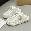 Summer Half Slippers Women's New Breathable Thin Mesh Mesh Shoes Thick-soled Casual One-pedal Lazy Little White Shoes