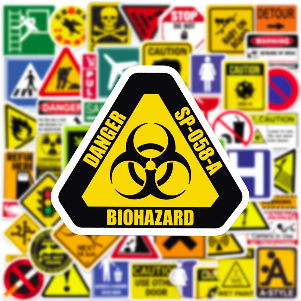 10/30/50pcs Creative Warning Signs Stickers Danger Banning Cartoon Decals Laptop Motorcycle Helmet Phone Funny Graffiti Sticker