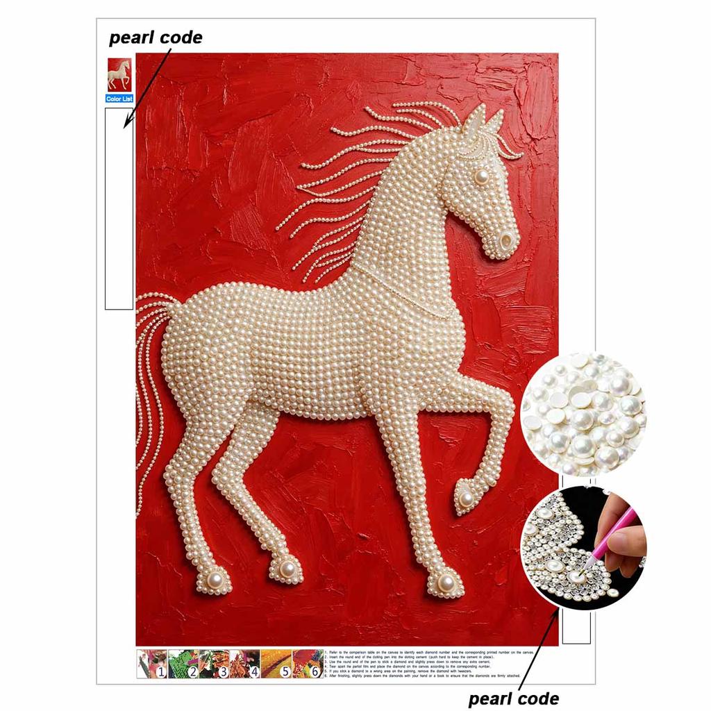 5D DIY Pearl Diamond Painting Kit Majestic Horse Full Drill Embroidery Mosaic Art Home Wall Decor Gift