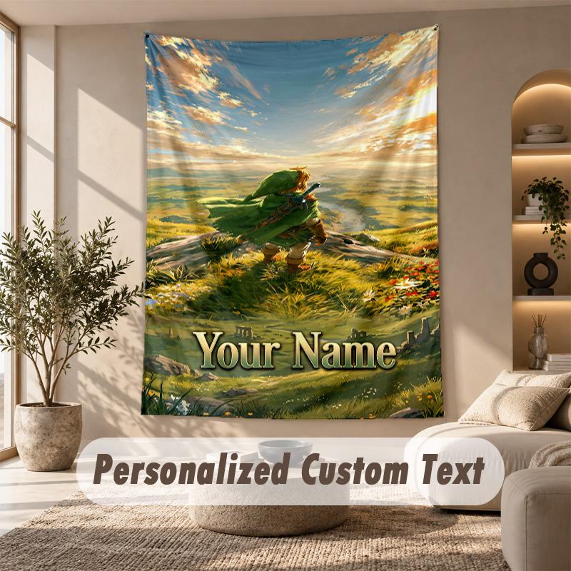 Zelda Tapestry, Personalized Custom Text, Wall Hanging Tapestry For Living Room Home Wall Decor