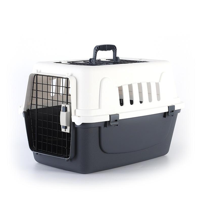 

Airline Pet Carrier Portable Ventilated Dog Cat Travel Crate with Handle Safe Secure Lock Small Animals Carriers Travel Kennel Small темно серый