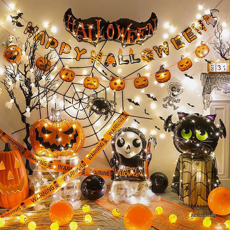 Halloween Kindergarten Party Wall Decor: Balloons & Props for Kids' Atmosphere