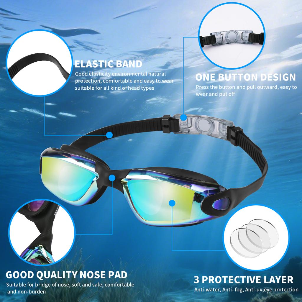 High-definition Swim Goggles with Retail Box Large-frame Swimming Goggles Anti-fog No Leaking for Boys And Girls Adult Women Men