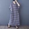 Summer Color Vacation Style Tourism V-neck Retro Long Skirt Cotton Linen Dress