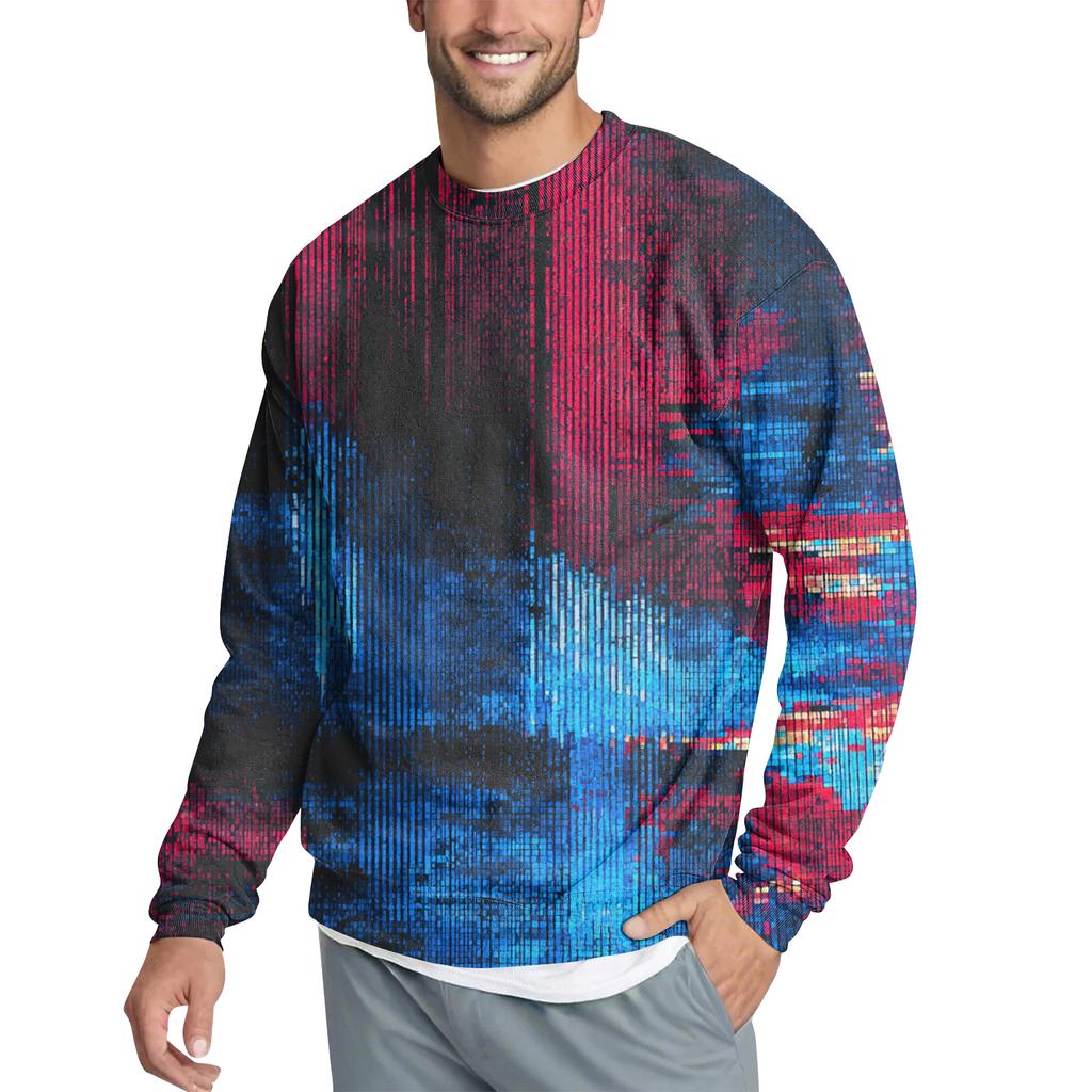 Men's Casual Fashion Printed Round Neck Pullover Sweatshirt