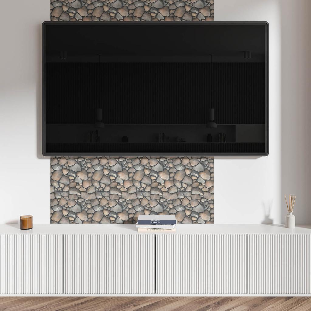 Panel Z Nadrukiem Samoprzylepny Winylowy 100X50 Cm Wzór Kamienistej Tekstury