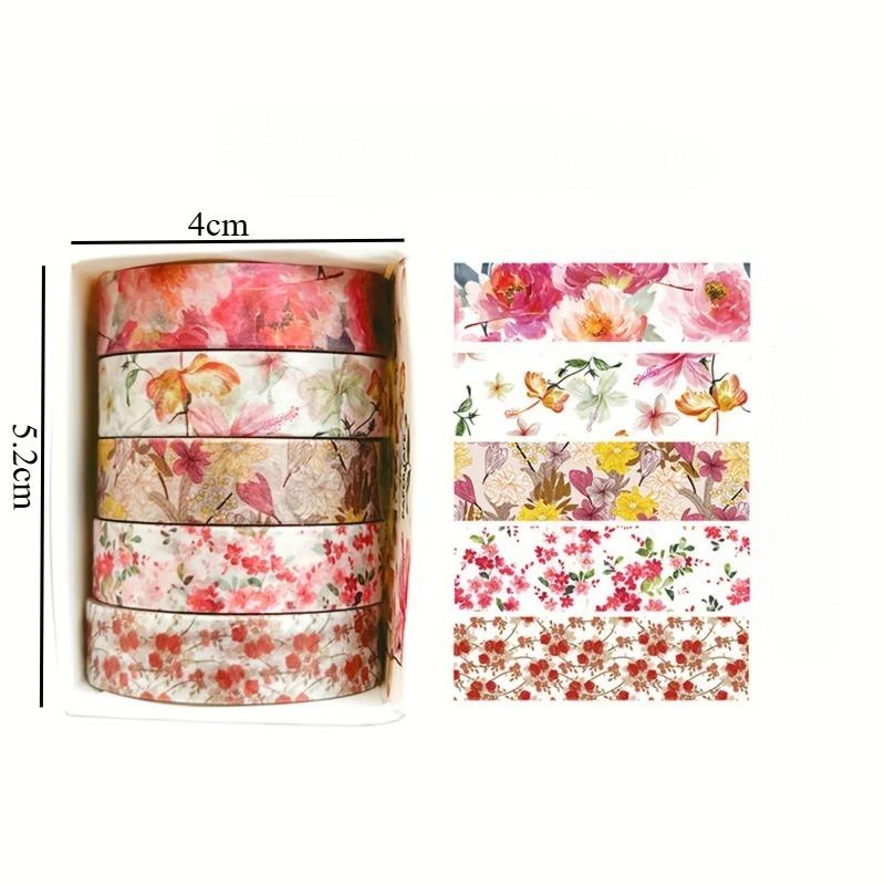 5 Rolls/set of Simple and Romantic Spring Flower Boxes and DIY Decorative Stickers Used for Daily Decorative Sticker Tape