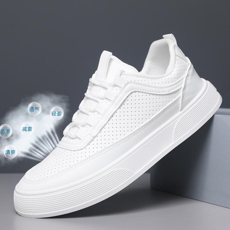 New high-end spring and summer breathable men's shoes platform trend board shoes casual men's non-slip white shoes