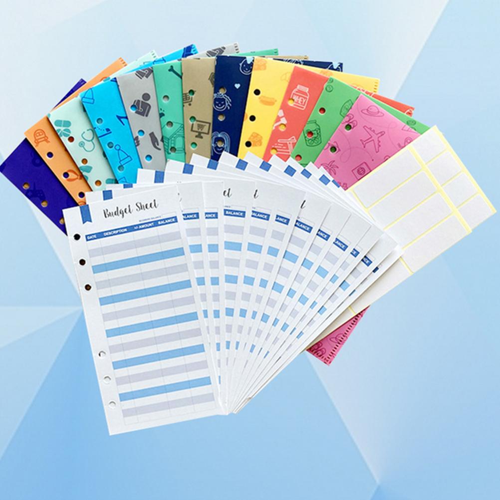 Kontantkuvertsystem Allt-i-ett Kontantkuvertplånbok med Pengar Budgetkuvert Etiketter och och Organizer