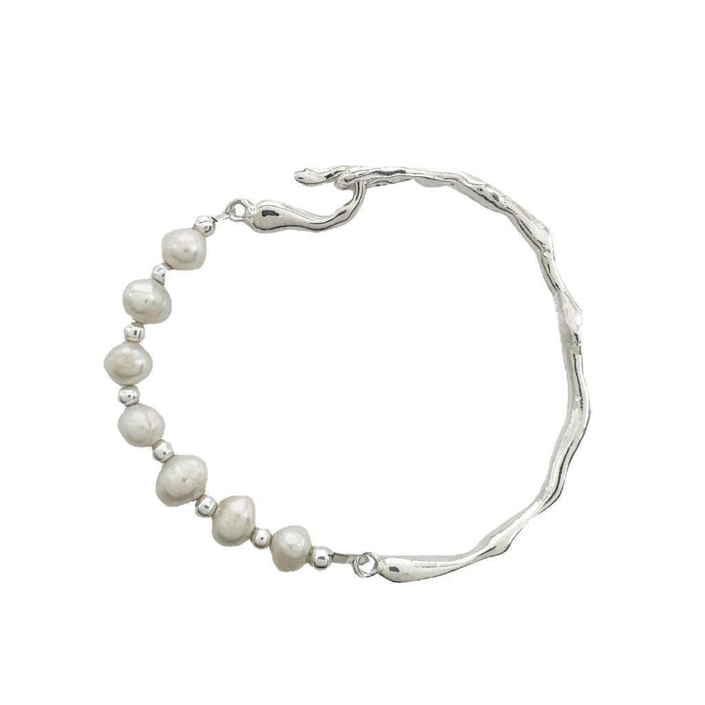 Korean Style Baroque Freshwater Pearl Bracelet with Branch Texture