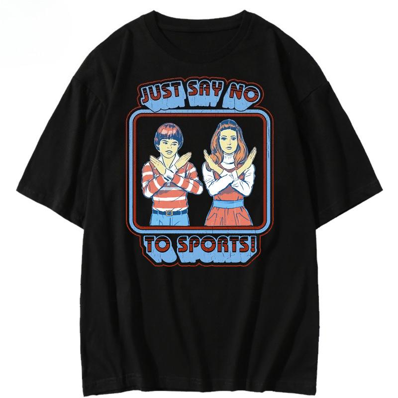 

Американський ретро-образ Просто скажи ні спортивній футболці Футболка з коротким рукавом Вінтажна футболка 4XL