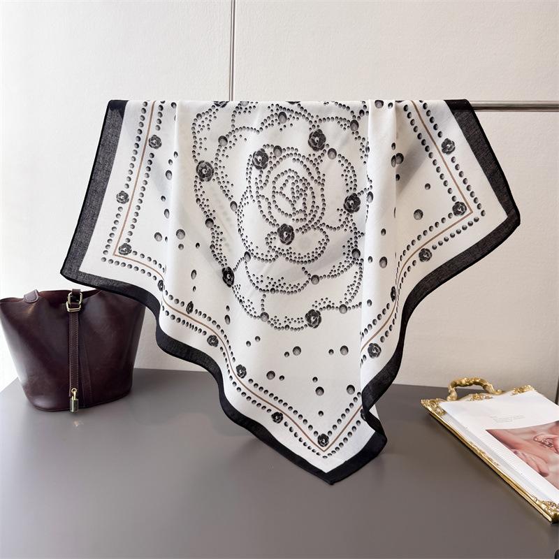 Leopard Print Spring- 70% Faux Silk Premium Square Scarf Thin Shawl Versatile Neckerchief Hair Bandana for Women
