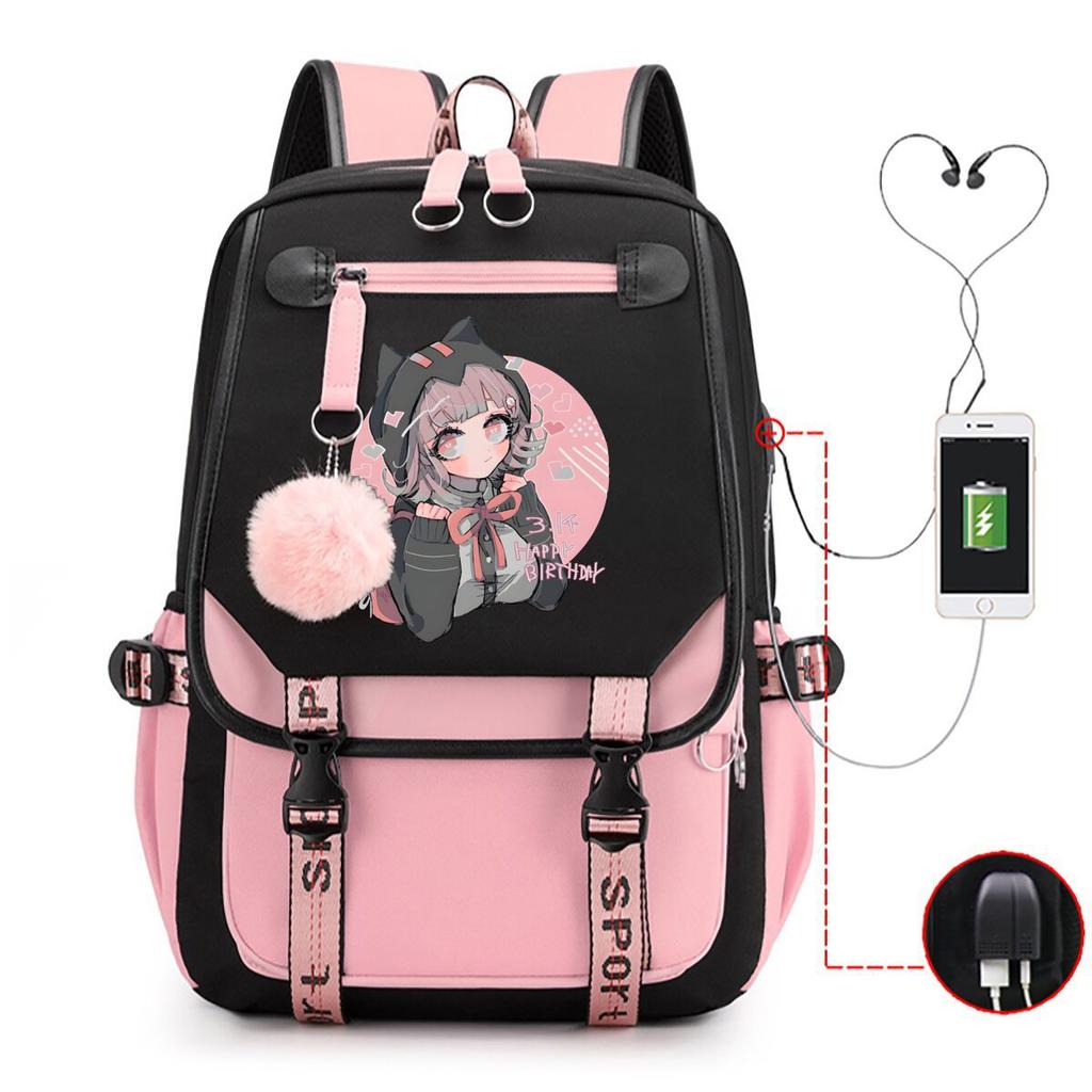 Leisure Travel Bag Peripheral Backpack Women's Large-capacity USB Korean Version Student Schoolbag