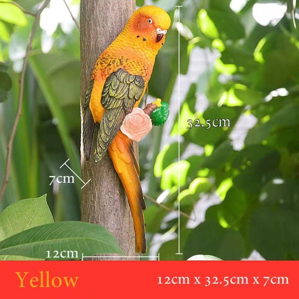 Simulated Animal Sculpture Wall Mounted Bird Figurines Budgerigar Parrot Statue  Flowerpot