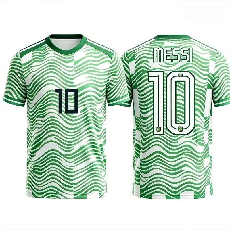 2026 Summer Men Fitness Messi 10 Football T-shirt Short Sleeve Jersey Fashion Oversized Gym Training Tops