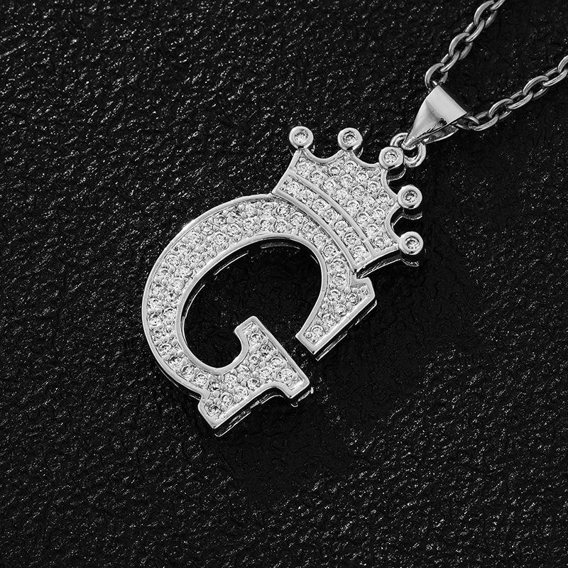 Fashion Luxury A-Z Crown Alphabet Pendant Chain Necklace Punk Style Lucky Initial Name  Best Party Wedding Birthday Gift