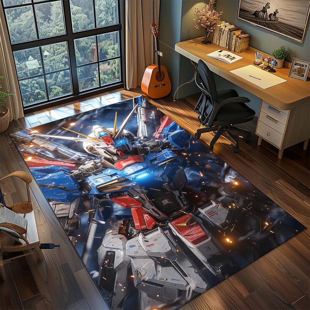 Gundam Anime Mecha Robot Rug Carpet Large Area Rug Non Slip Washable Floor Mat Gamer Room Bedroom Home Decor