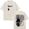 Anime Vagabond Miyamoto Musashi Vintage Washed Tshirts Men Women Clothing Fashion Casual Short Sleeve Oversized ONeck T Shirts