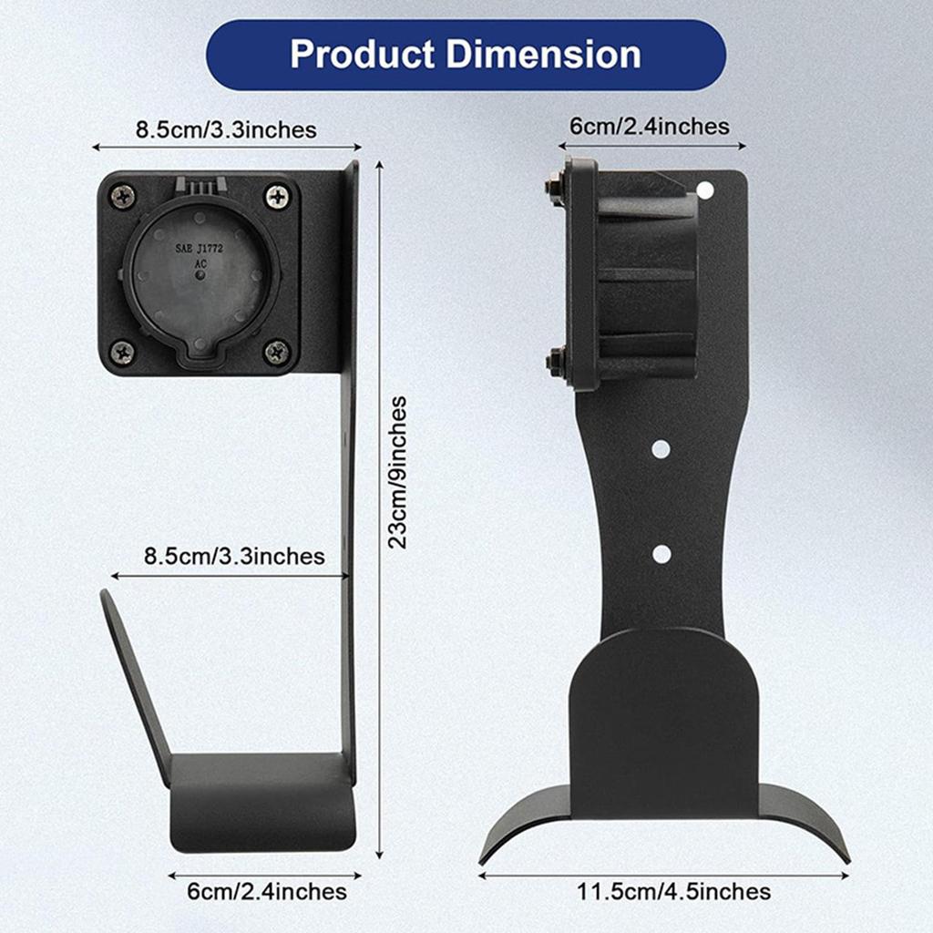 EV Charging Cable Holder Stainless Steel Wall Mount Auto Supplies EV Charger Stand For Home Camping Daily Adventure Vehicle Road
