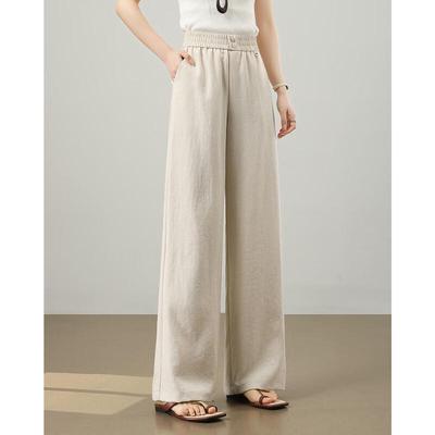 TERRE BLEUE Damen Sommer 2026 Leinenmischung Gerade geschnittene Hose