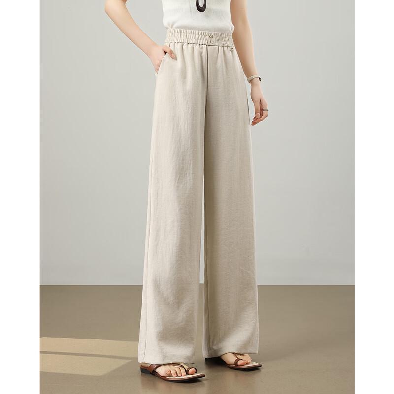TERRE BLEUE Women s 2026 Summer Linen Blend Straight-Leg Pants 28