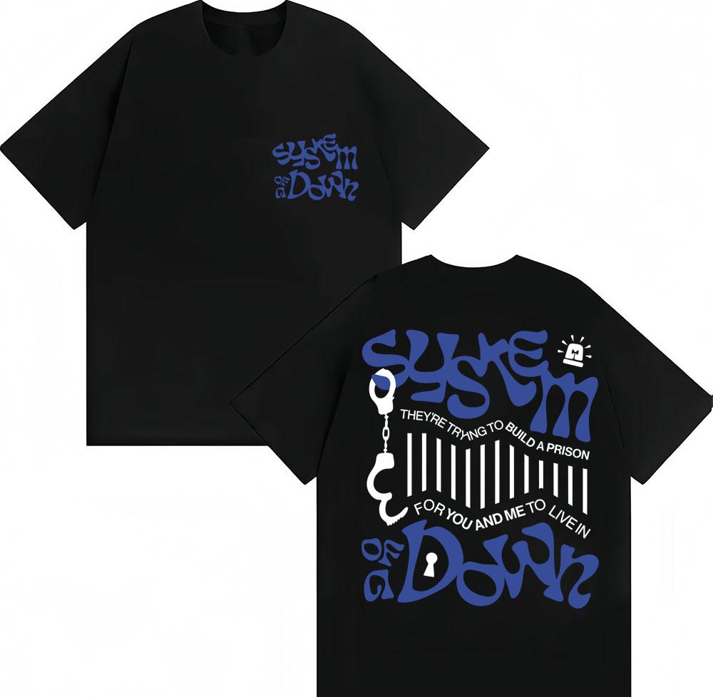 Rock Band System of A Down prison Song Graphic T Shirt Unisex Women Vintage Metal Music Tshirt Fashion Oversized Cotton T Shirts XL