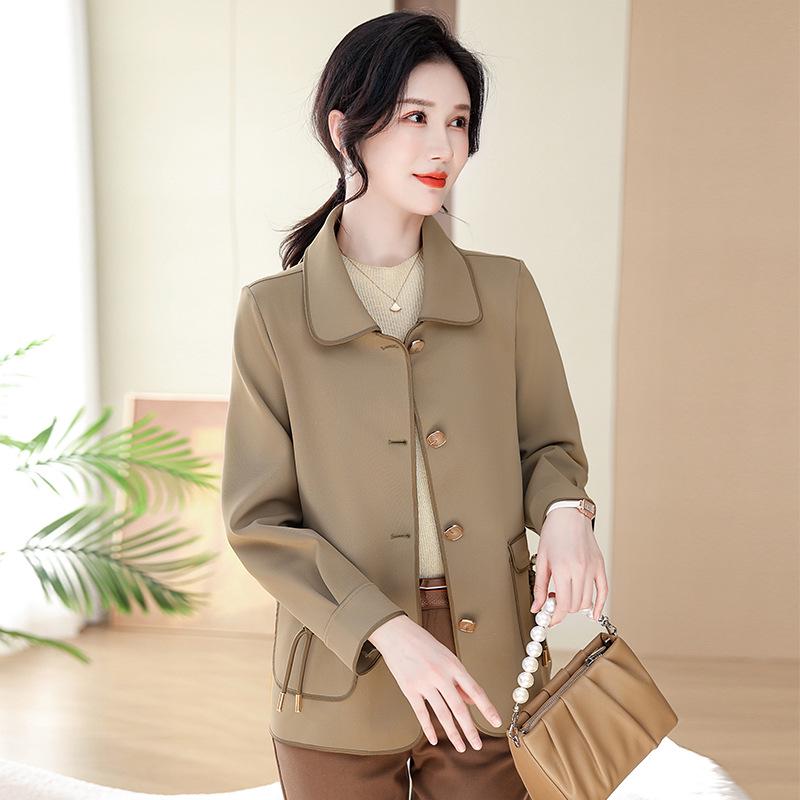 

Mom s Spring & Autumn 2026 Elegant Plus Size Windbreaker: Stylish Short Jacket for Middle-Aged & Elderly Women 4XL кавовий