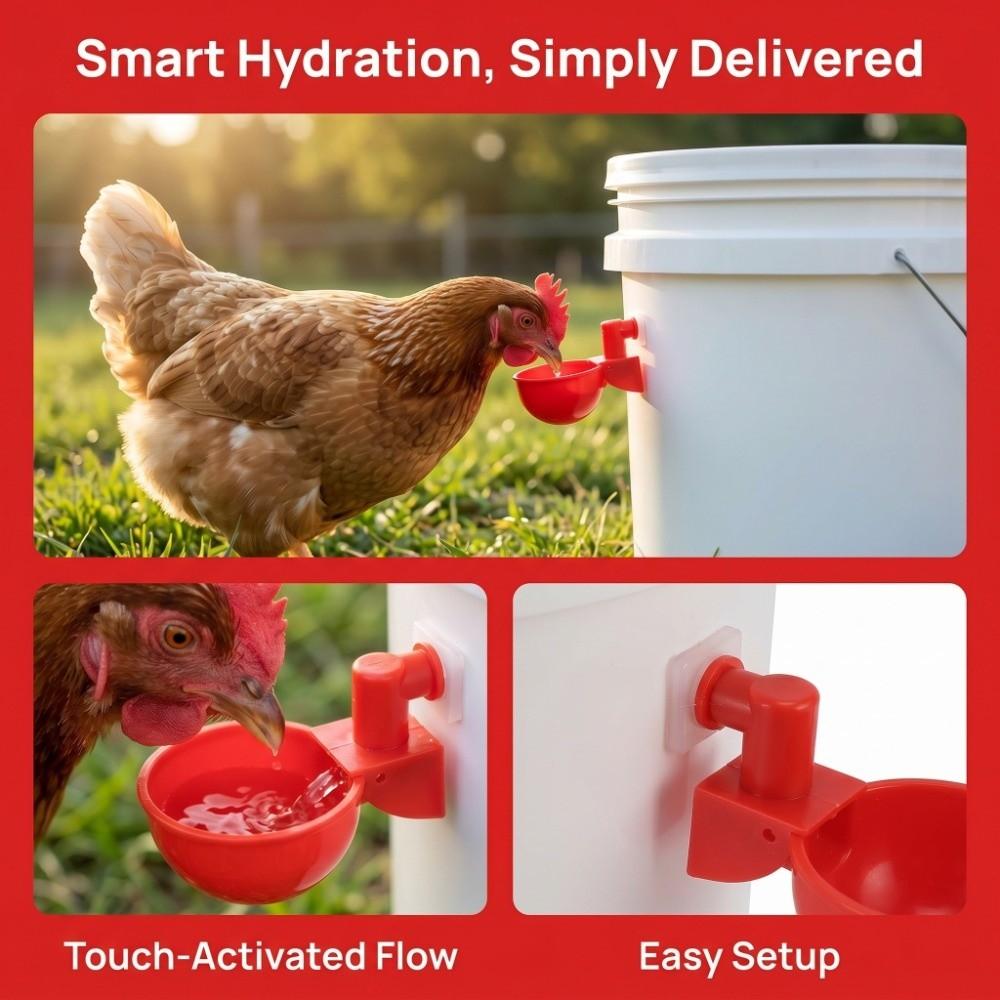 10 Sets Durable Automatic Chicken Water Cups PP Poultry Drinking Bowl For Quails