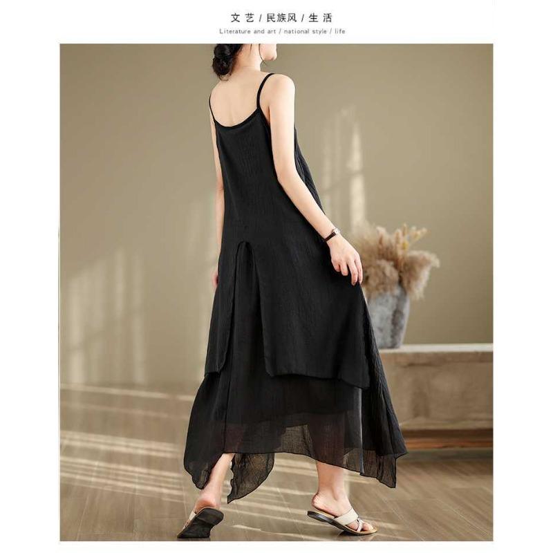Halter Dress Art Style Solid Color Irregular Skirt Large Swing Temperament Long Skirt