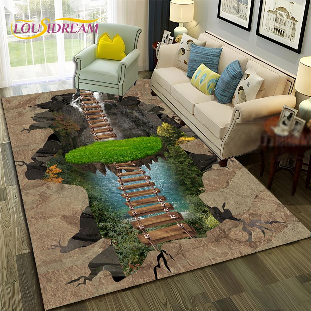 HD Hallucination Vision 3D Illusion Carpet Rug for Home Living Room Bedroom Sofa Doormat Decor,Child Area Rug Non-slip Floor Mat