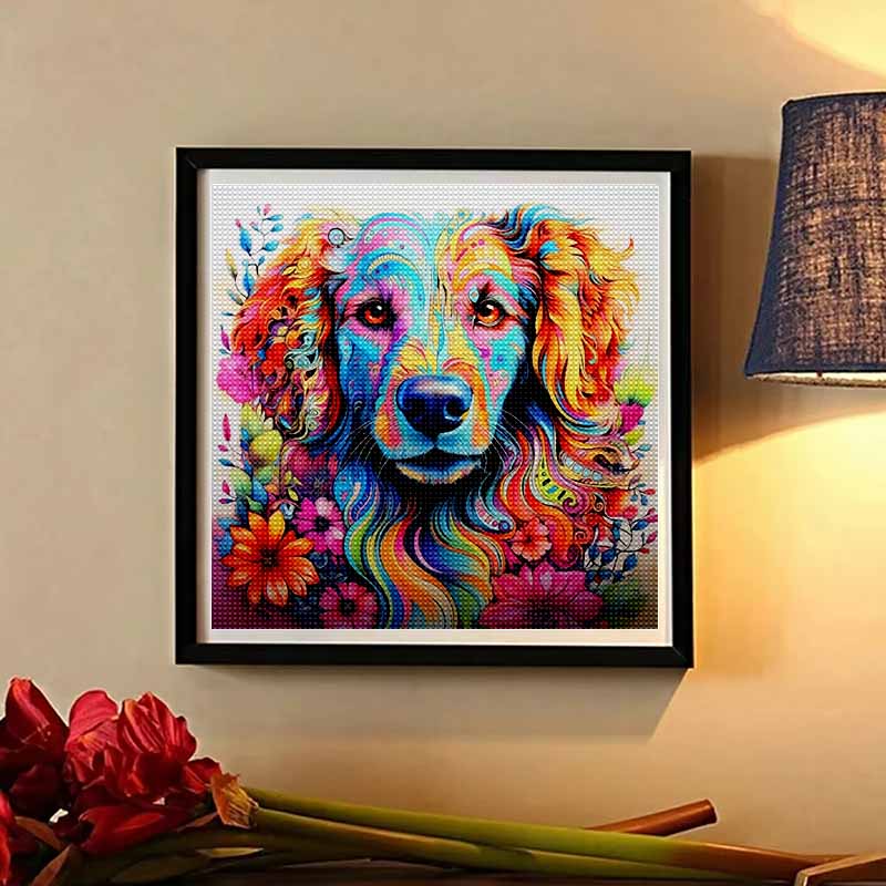 New Arrival 5D DIY Full Circle Diamond Painting "Colorful Puppy" Embroidery Cross Stitch Home Decor Gift