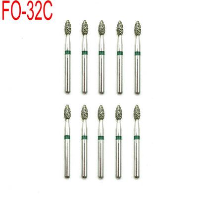 באיכות גבוהה 10 יחידות יהלום שיניים FG במהירות גבוהה נורות לליטוש החלקה דנטליות FG 1.6 מ"מ FO-32C