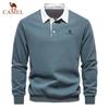 Camel Polo da uomo a maniche lunghe in puro cotone ricamato per primavera e autunno, nuovo top multifunzionale alla moda e casual