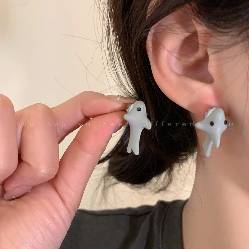2pcs/1pair Animal Cartoon Stud Earring for Women Girl Cute Dinosaur Little Dog Whale Clay Bite Ear Jewelry Funny Gifts