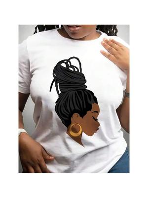 Portrait Graphic Tee Printed Funny Vintage Cute Daily O-Neck Short Sleeve Summer Cool Harajuku Streetwear Versatile Women's Tops