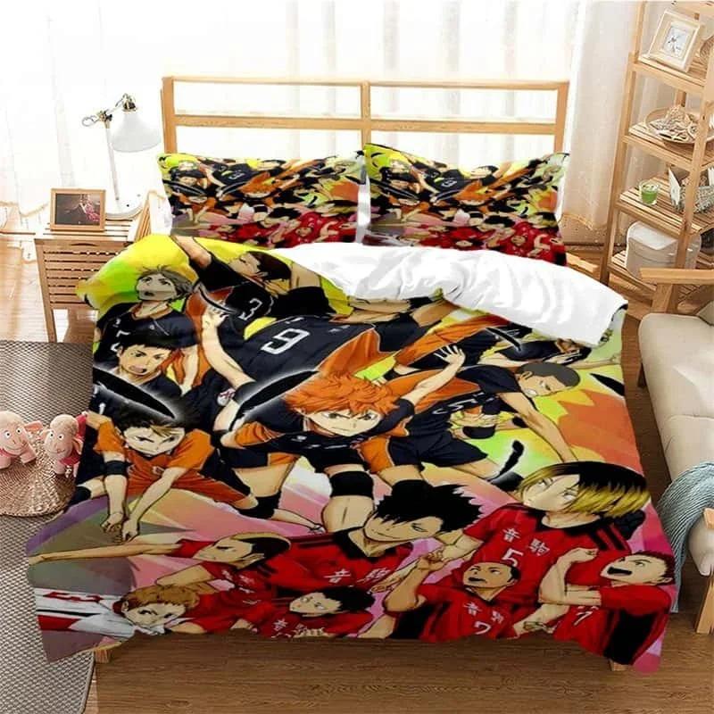 3D Pirnted Volleyball Haikyuu Duvet Cover Set Cartoon Kids Boys Bedding Set Bedclothes Girls Teens Quilt Cover Bed Linen Set