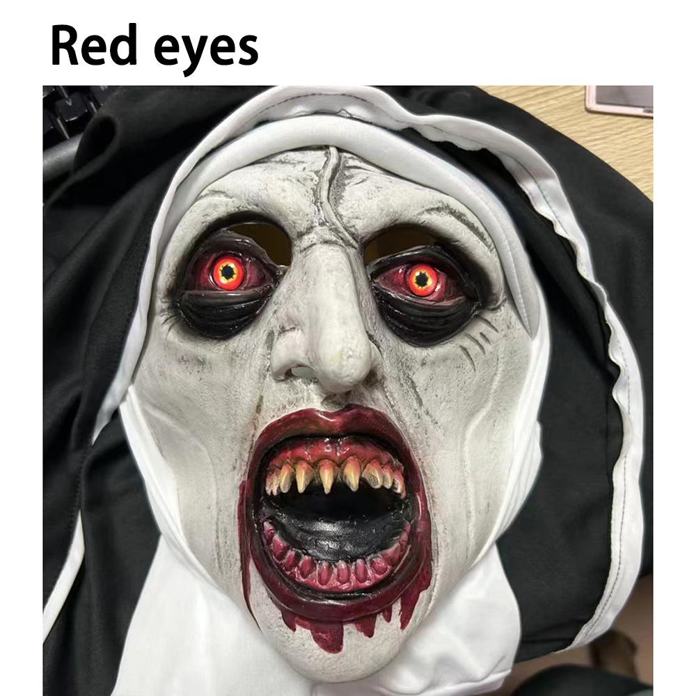 

Женские латексные маски Маска монахини Хэллоуин Маскарадный костюм Реквизит Косплей Хоррор С тюрбаном Шлем Валак Вечеринка Женский Нарядный реквизит